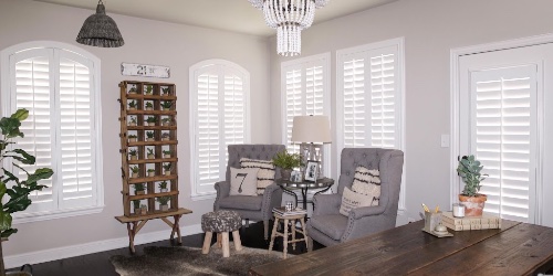 Plantation shutters in a cozy room
